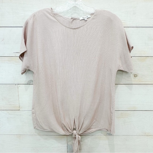 Madewell rust/ cream tie waist short sleeve top ❤️ - Picture 5 of 9